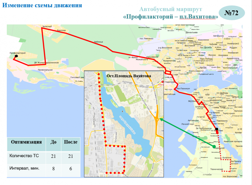 Новая схема движения: в Казани изменен автобусный маршрут №72.